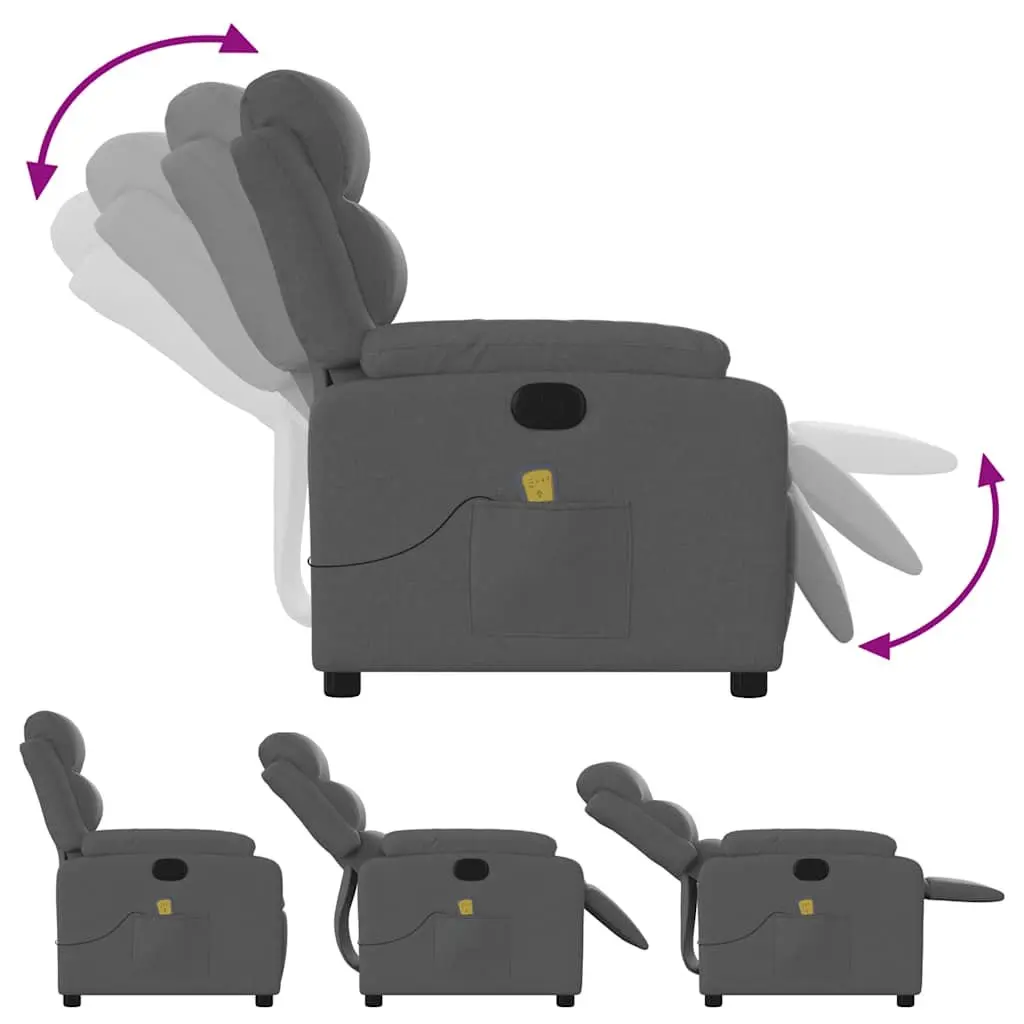 Massage Recliner Chair Fabric 135 Degrees Dark Grey