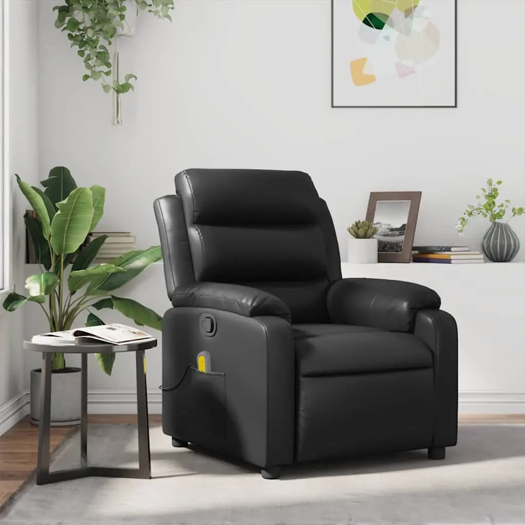Black Faux Leather Massage Recliner Chair