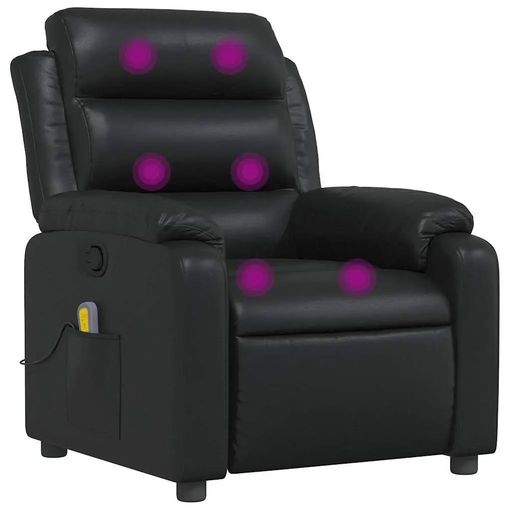 Black Faux Leather Massage Recliner Chair