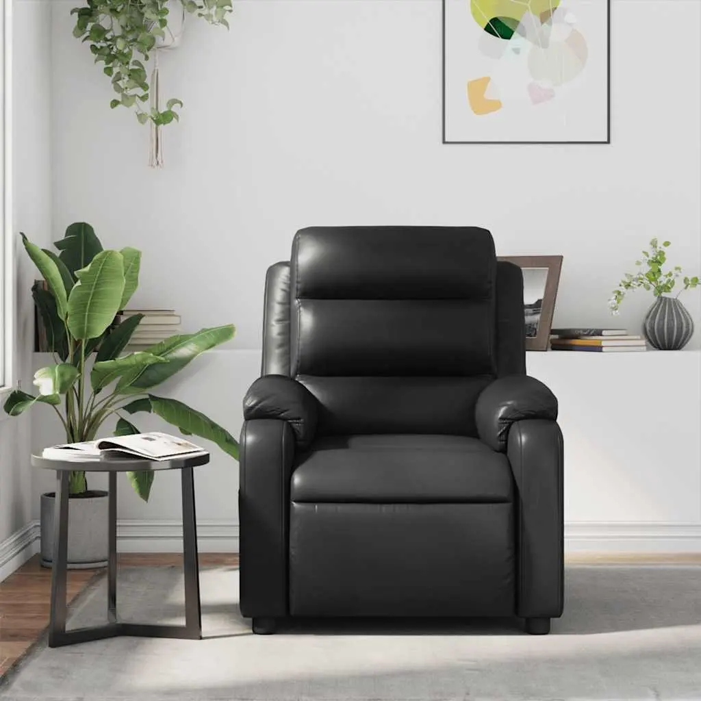 Black Faux Leather Massage Recliner Chair