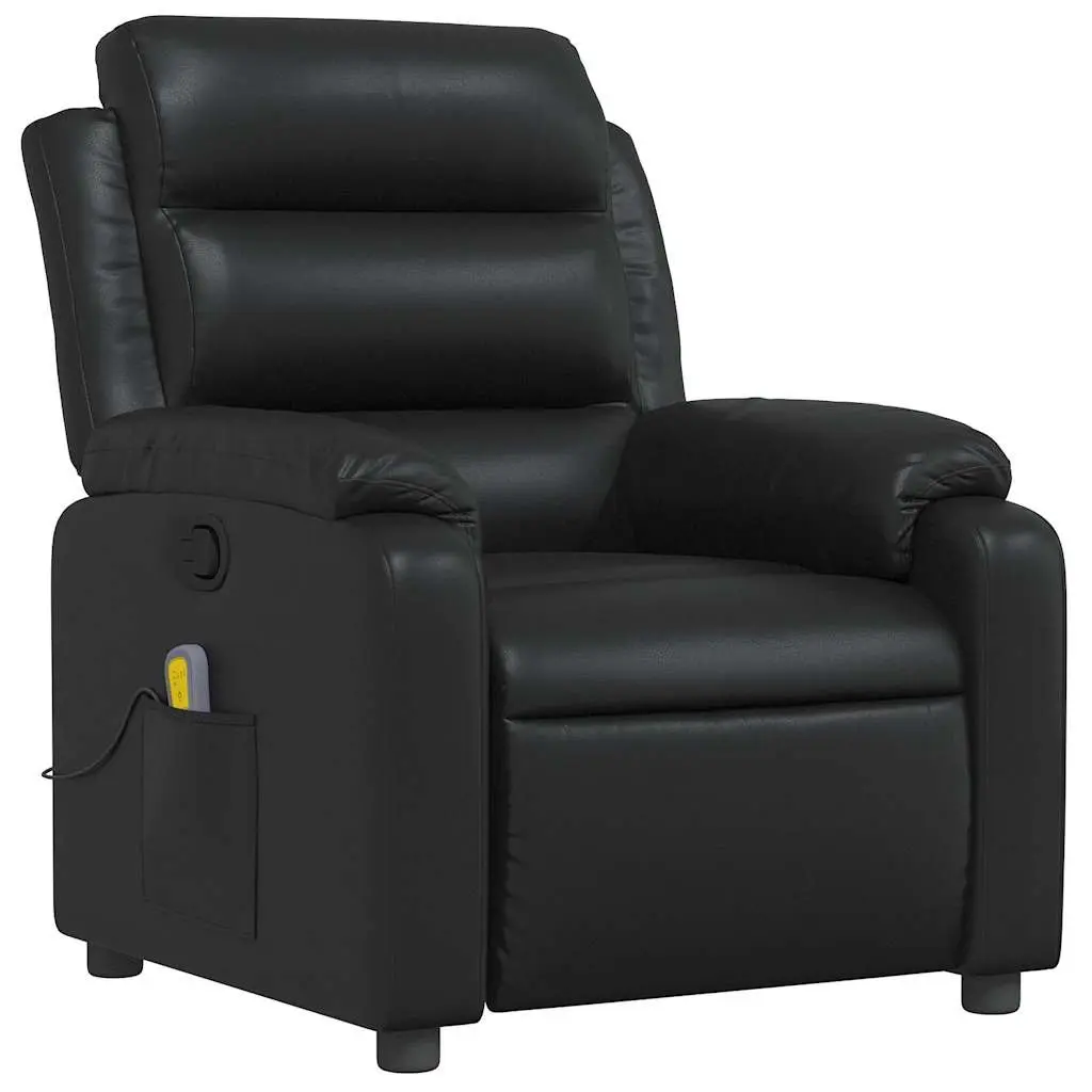 Black Faux Leather Massage Recliner Chair