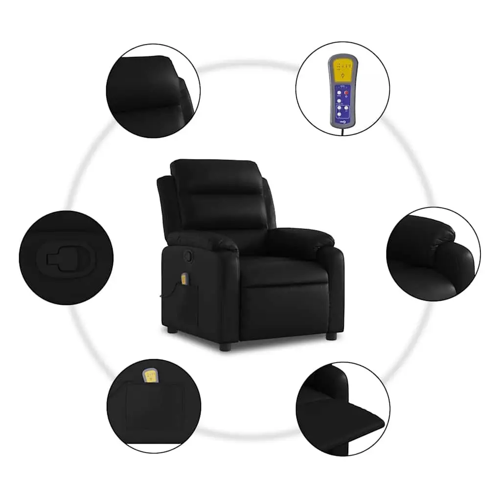Black Faux Leather Massage Recliner Chair