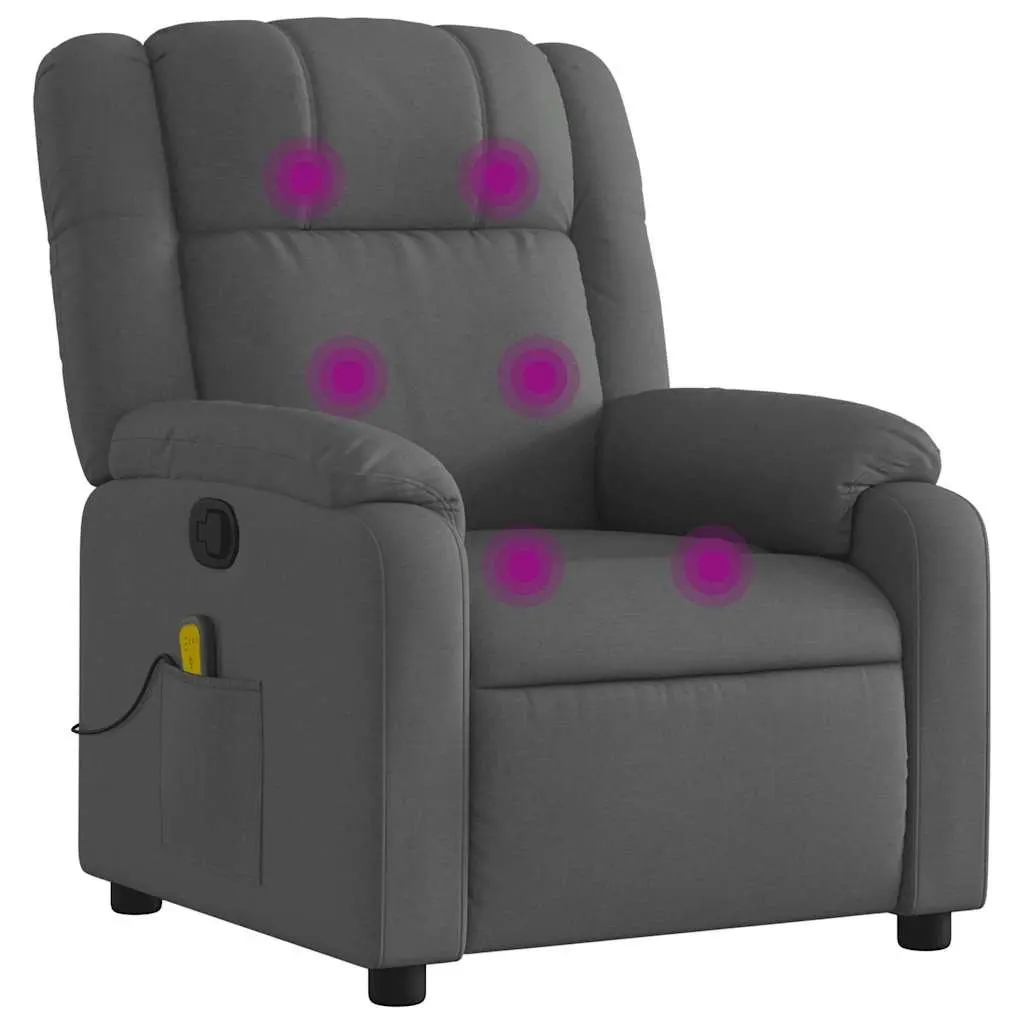 Massage Recliner Chair Fabric Dark Grey Manual Recline Vibration 6 Points
