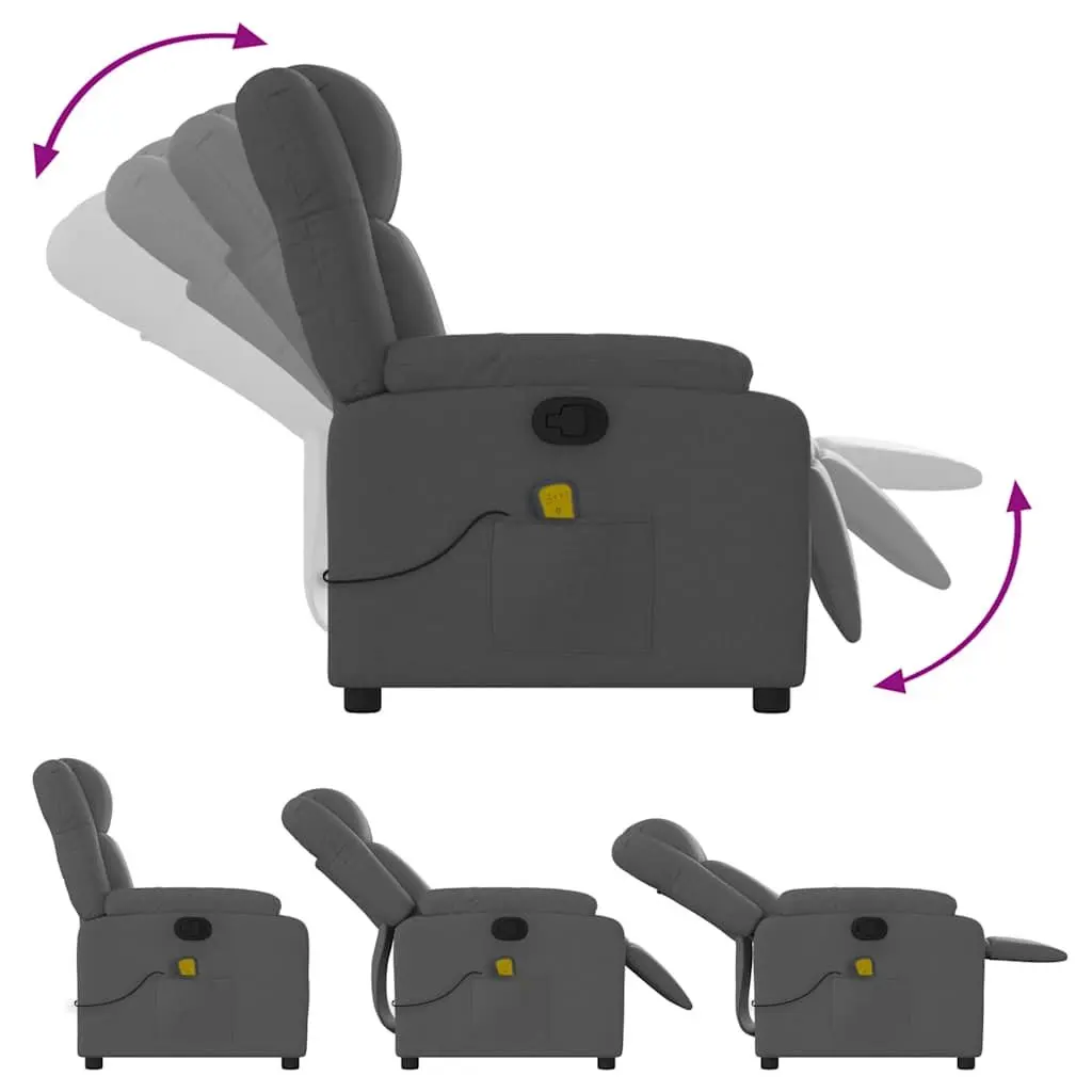 Massage Recliner Chair Fabric Dark Grey Manual Recline Vibration 6 Points