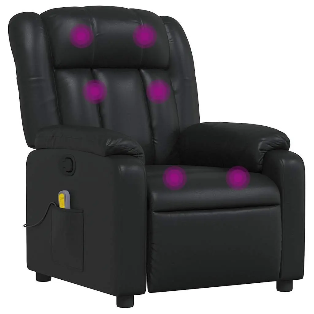 Massage Recliner Chair Faux Leather Black Manual Reclining Armchair