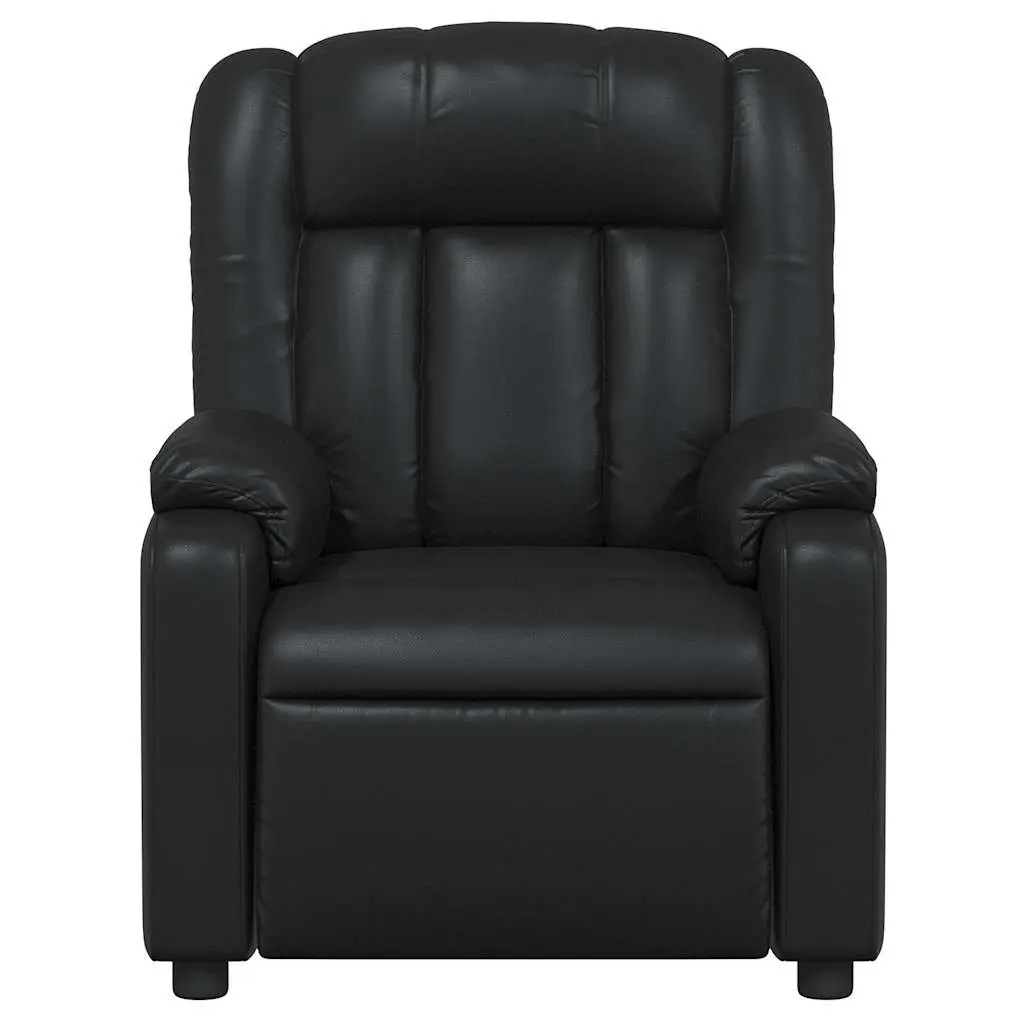 Massage Recliner Chair Faux Leather Black Manual Reclining Armchair