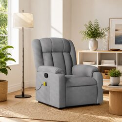 Light Grey Fabric Massage Recliner Chair with Manual Recline