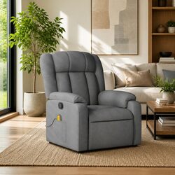 Grey Fabric Massage Recliner Chair with 6-Point Vibration