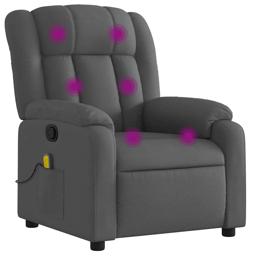 Massage Recliner Chair Fabric Grey Manual Recline 6 Points