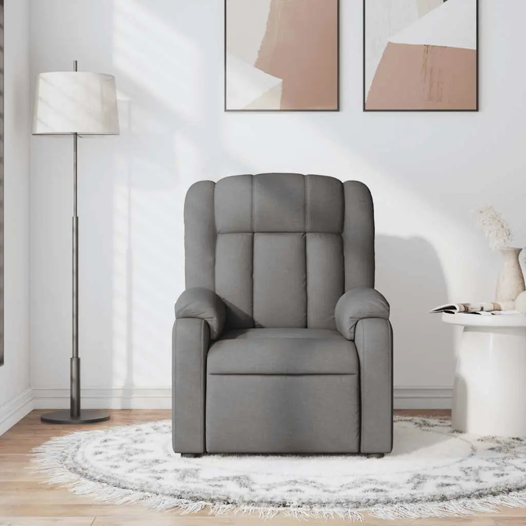 Massage Recliner Chair Fabric Grey Manual Recline 6 Points