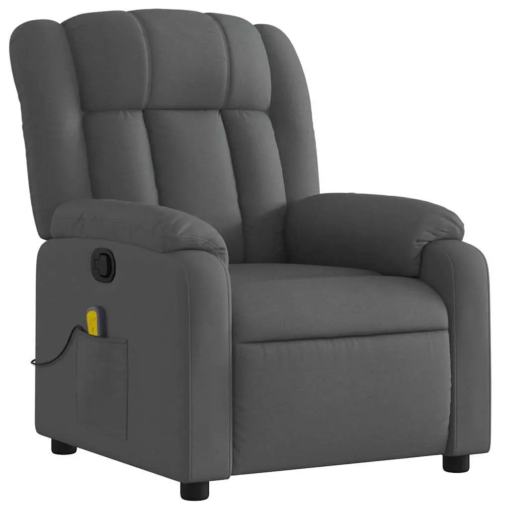 Massage Recliner Chair Fabric Grey Manual Recline 6 Points