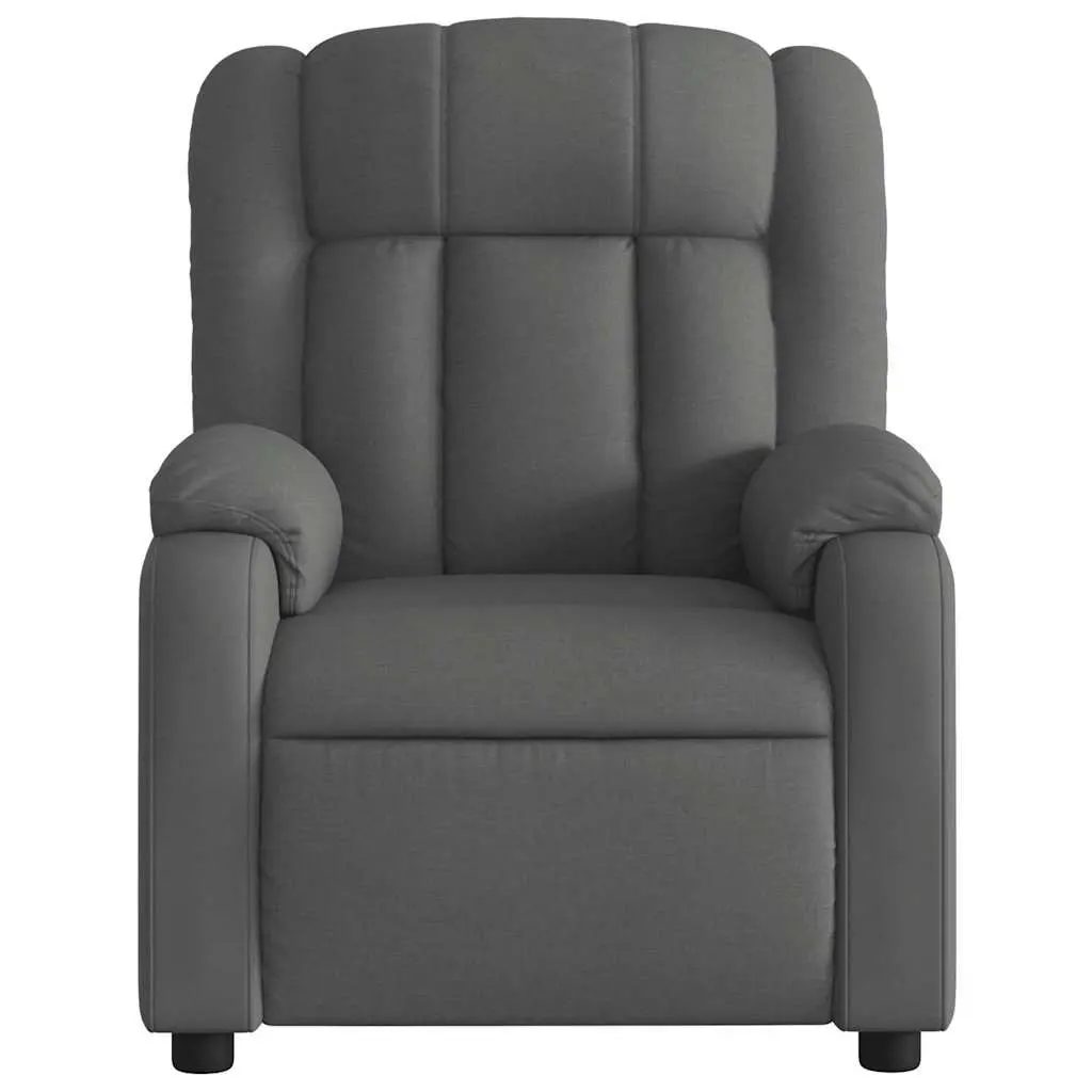 Massage Recliner Chair Fabric Grey Manual Recline 6 Points