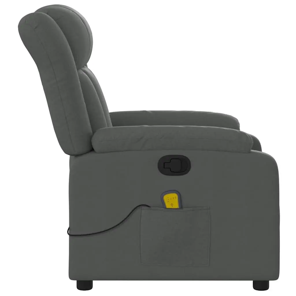 Massage Recliner Chair Fabric Grey Manual Recline 6 Points