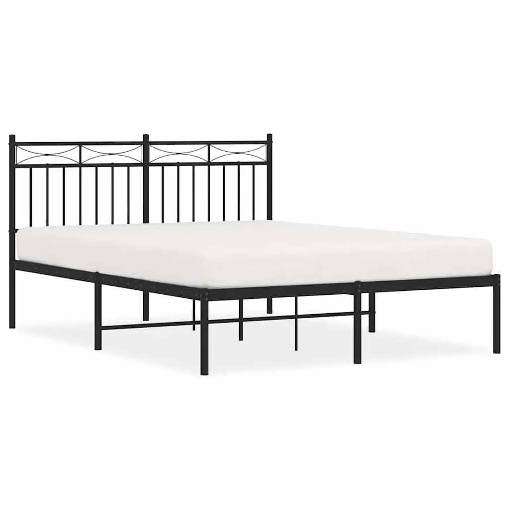 Metal Bed Frame Powder-coated Steel 135x190 cm Black