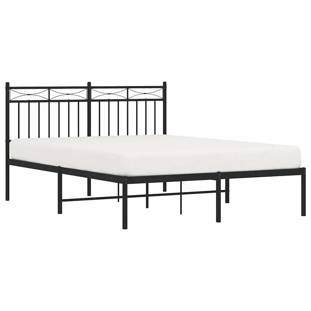 Metal Bed Frame Powder-coated Steel 135x190 cm Black