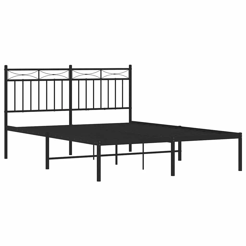 Metal Bed Frame Powder-coated Steel 135x190 cm Black