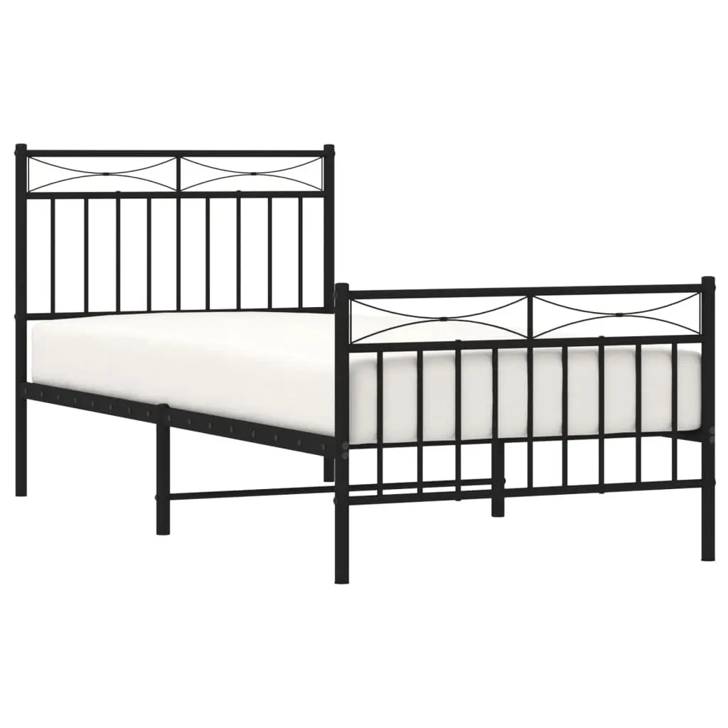 Metal Bed Frame Powder-coated Steel 90x190 cm Black