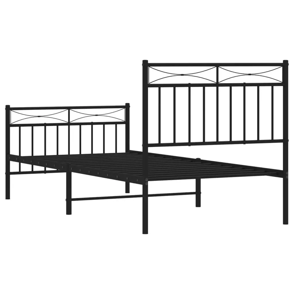 Metal Bed Frame Powder-coated Steel 90x190 cm Black