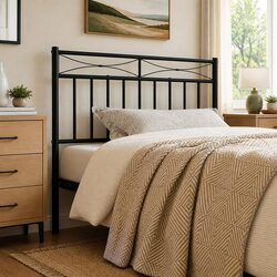 Durable Black Metal Headboard 90cm for Bed Frame