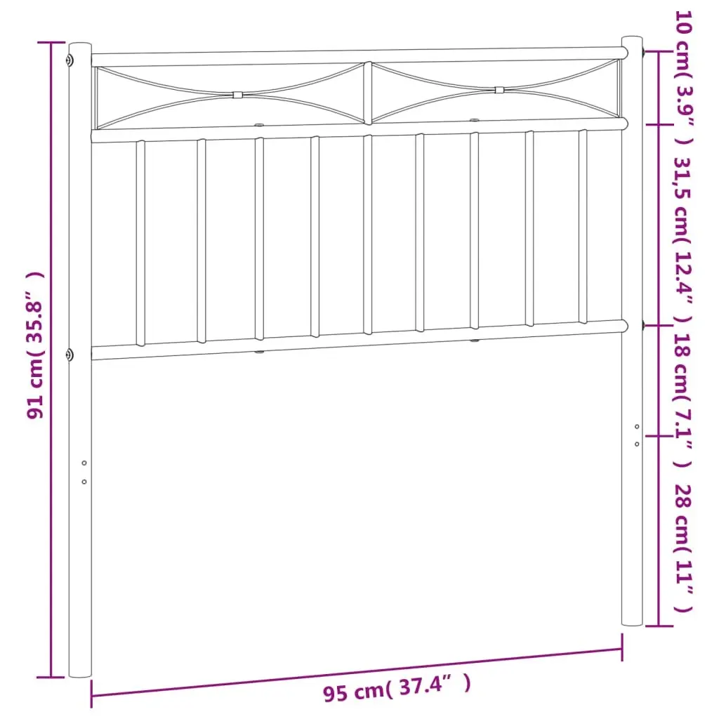 Black Metal Headboard 90cm for Bed Frame