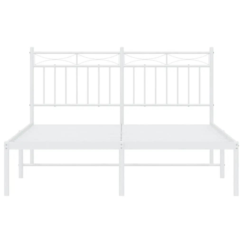 White Metal Bed Frame 135x190 cm with Headboard