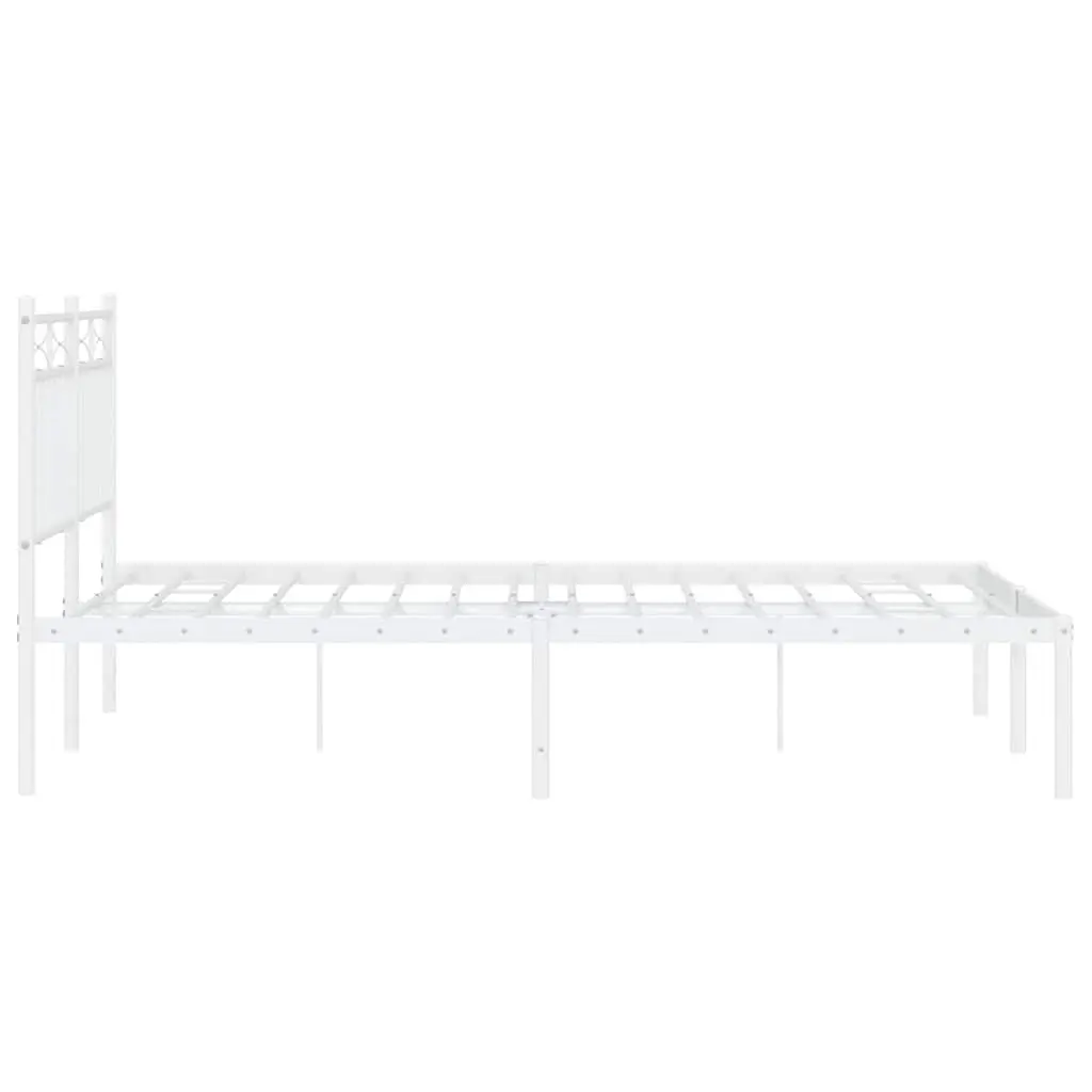 White Metal Bed Frame 135x190 cm with Headboard