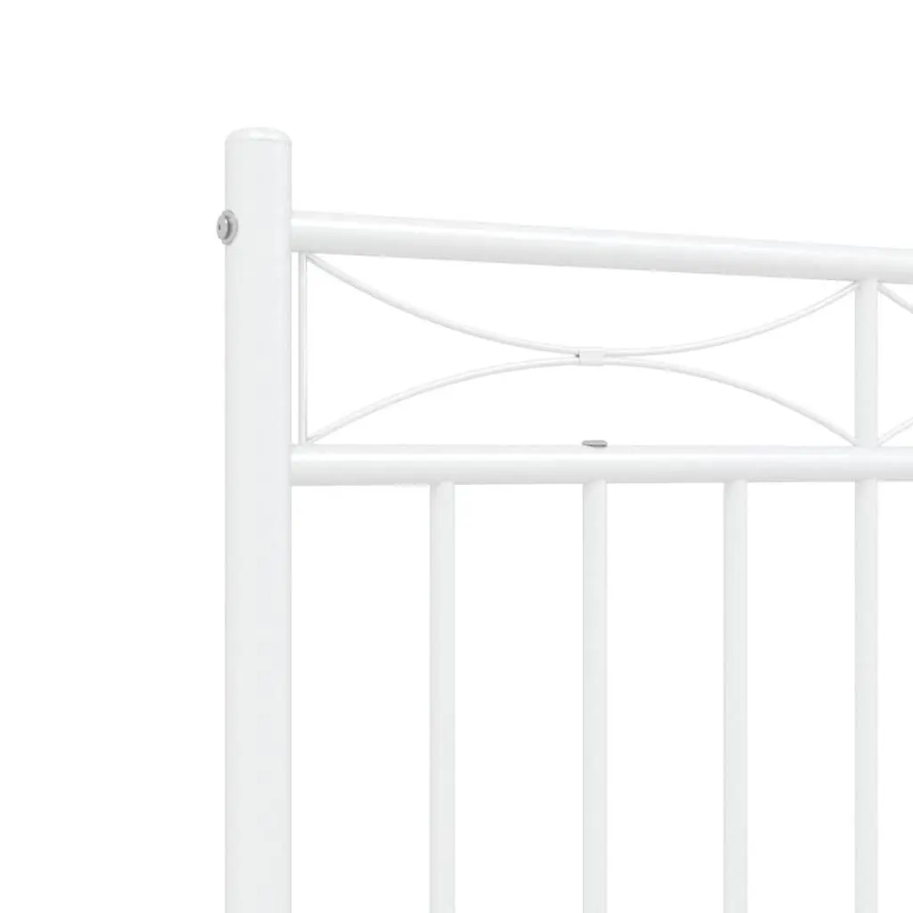 White Metal Bed Frame 135x190 cm with Headboard