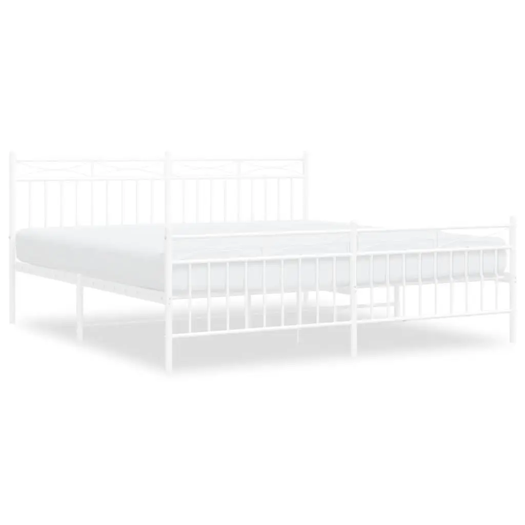 Metal Bed Frame Powder-coated Steel King Size 183x203 cm White