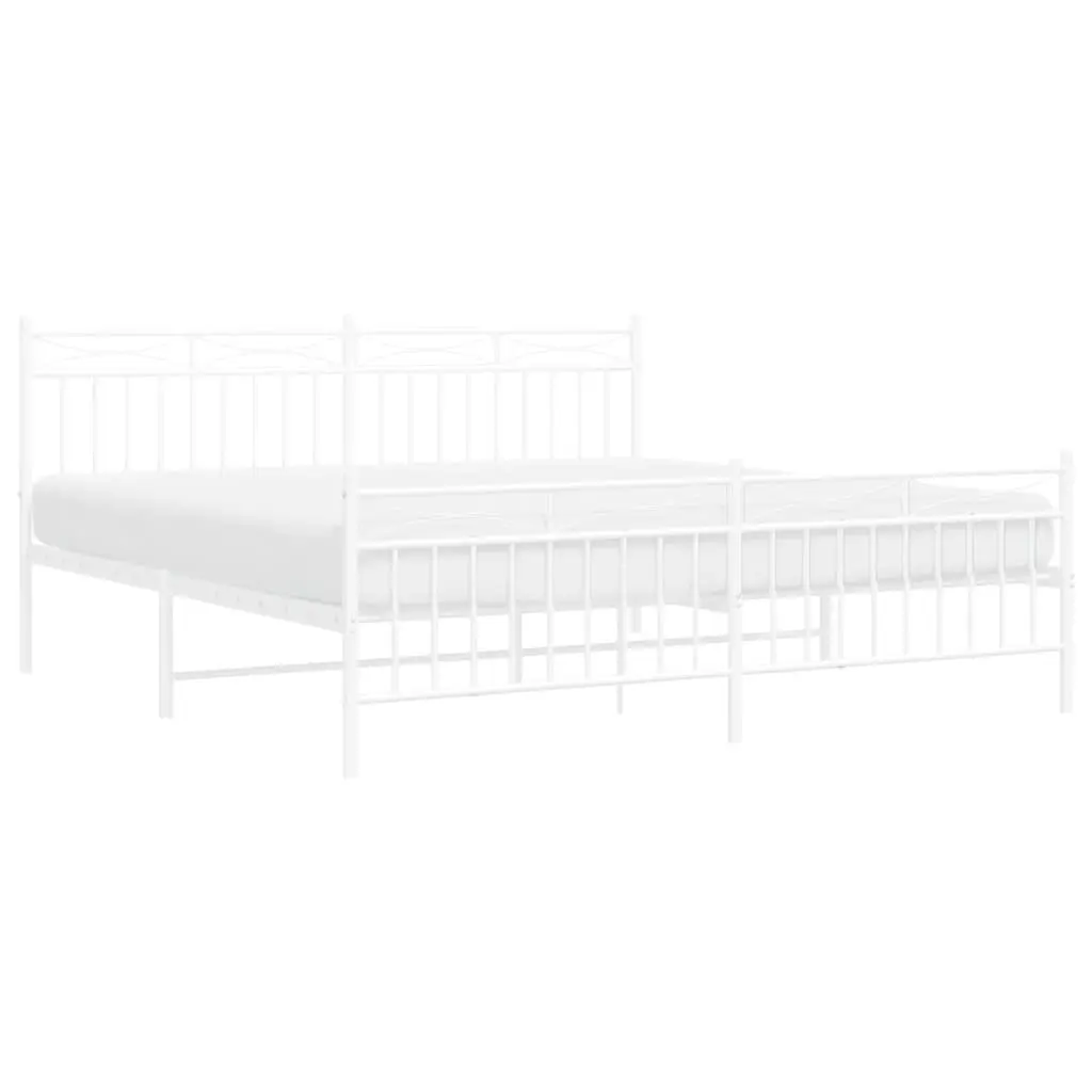 Metal Bed Frame Powder-coated Steel King Size 183x203 cm White