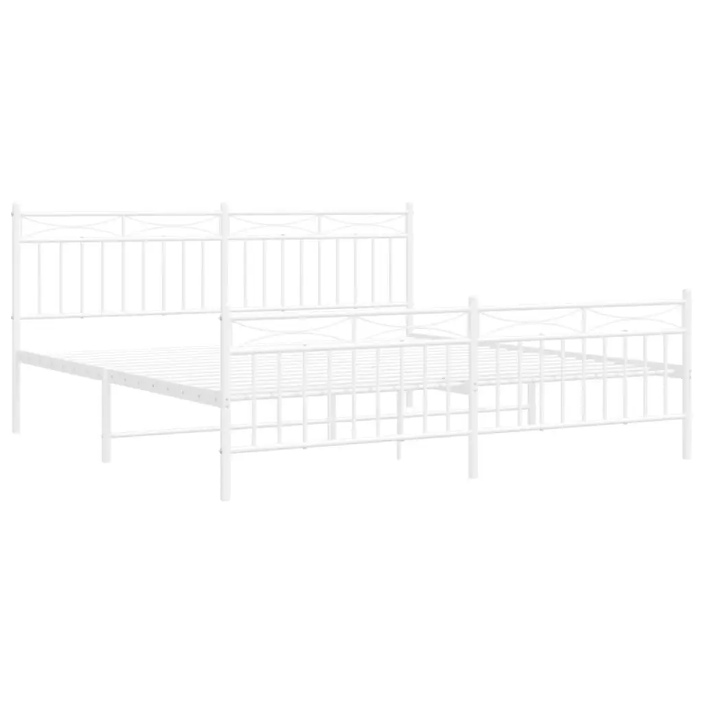 Metal Bed Frame Powder-coated Steel King Size 183x203 cm White