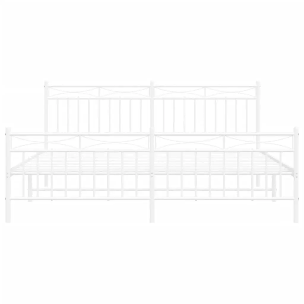 Metal Bed Frame Powder-coated Steel King Size 183x203 cm White
