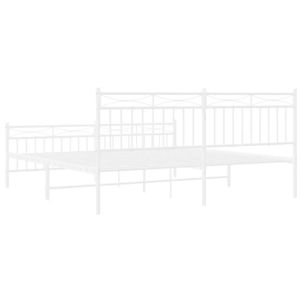 Metal Bed Frame Powder-coated Steel King Size 183x203 cm White
