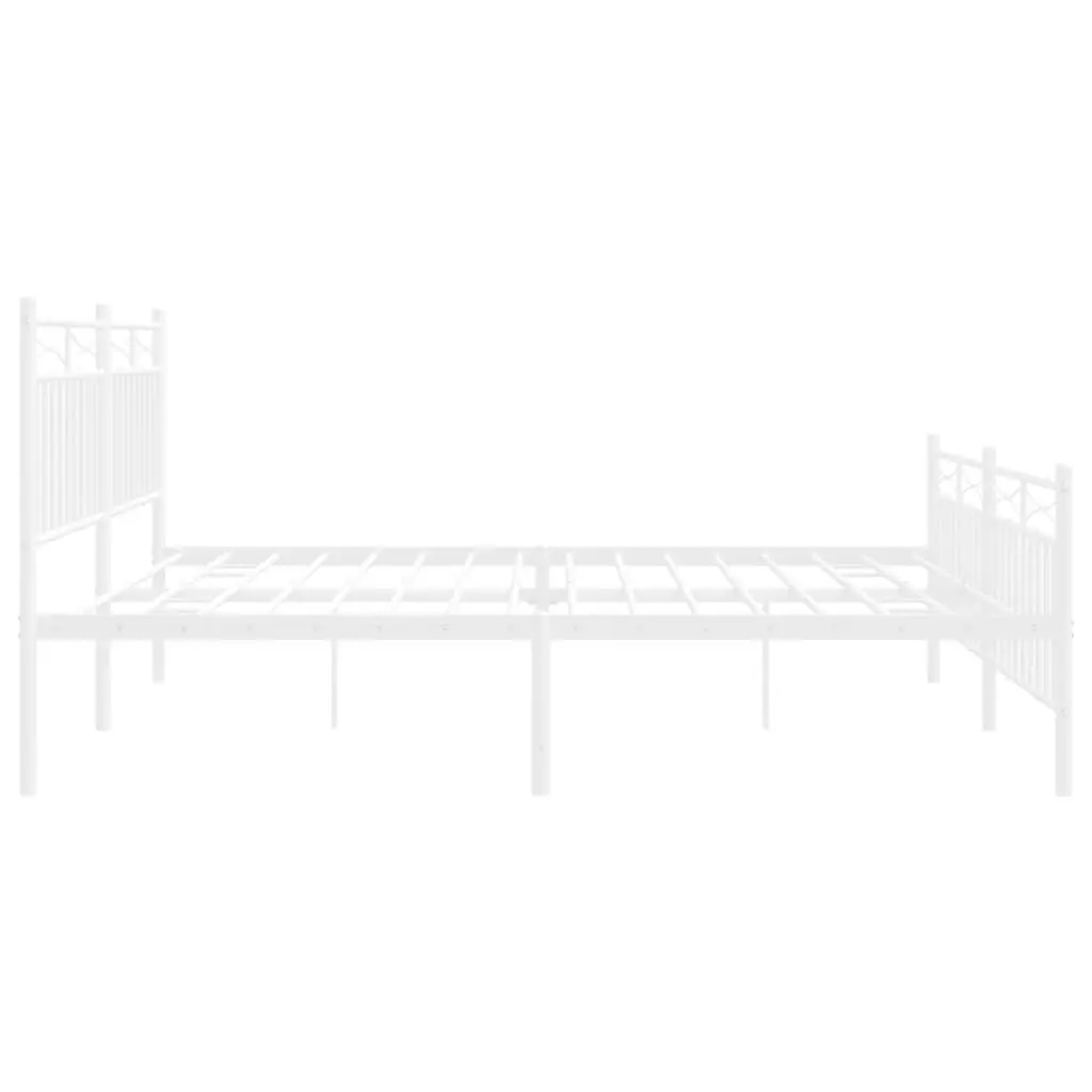 Metal Bed Frame Powder-coated Steel King Size 183x203 cm White