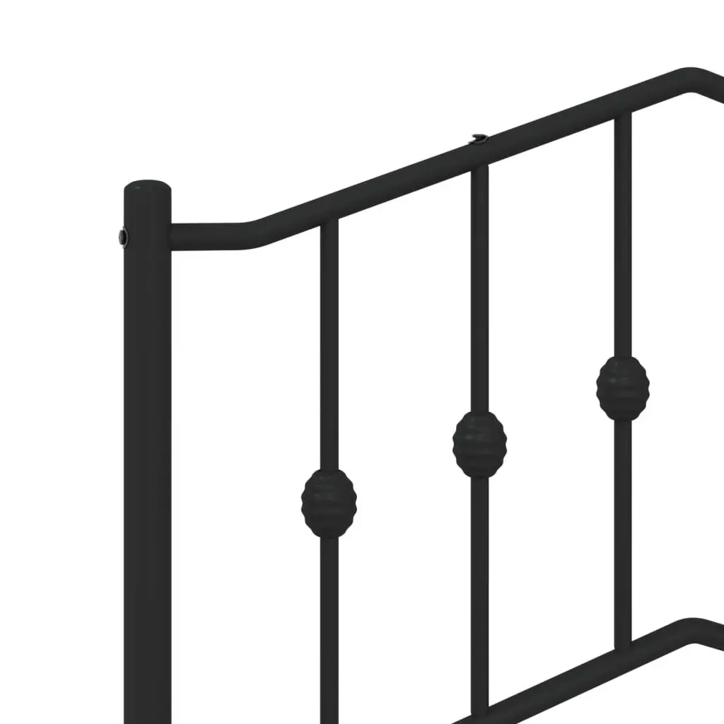 Metal Bed Frame 90x190 cm Black Bedroom Furniture with Headboard Storage Space