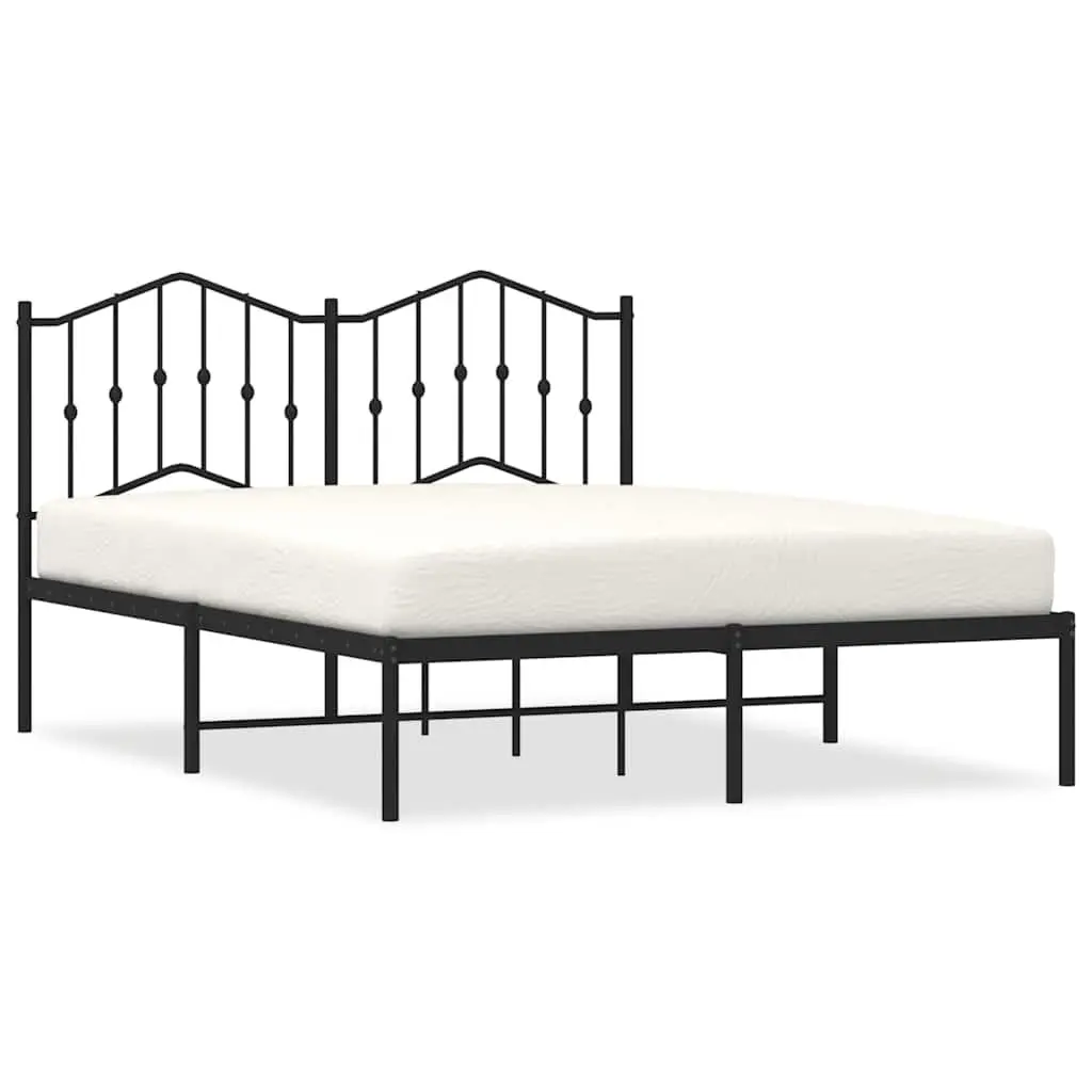 Metal Bed Frame Powder-coated Steel 135x190 cm Black