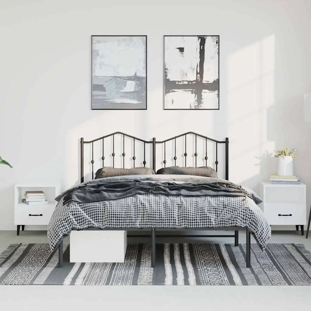 Metal Bed Frame Powder-coated Steel 135x190 cm Black