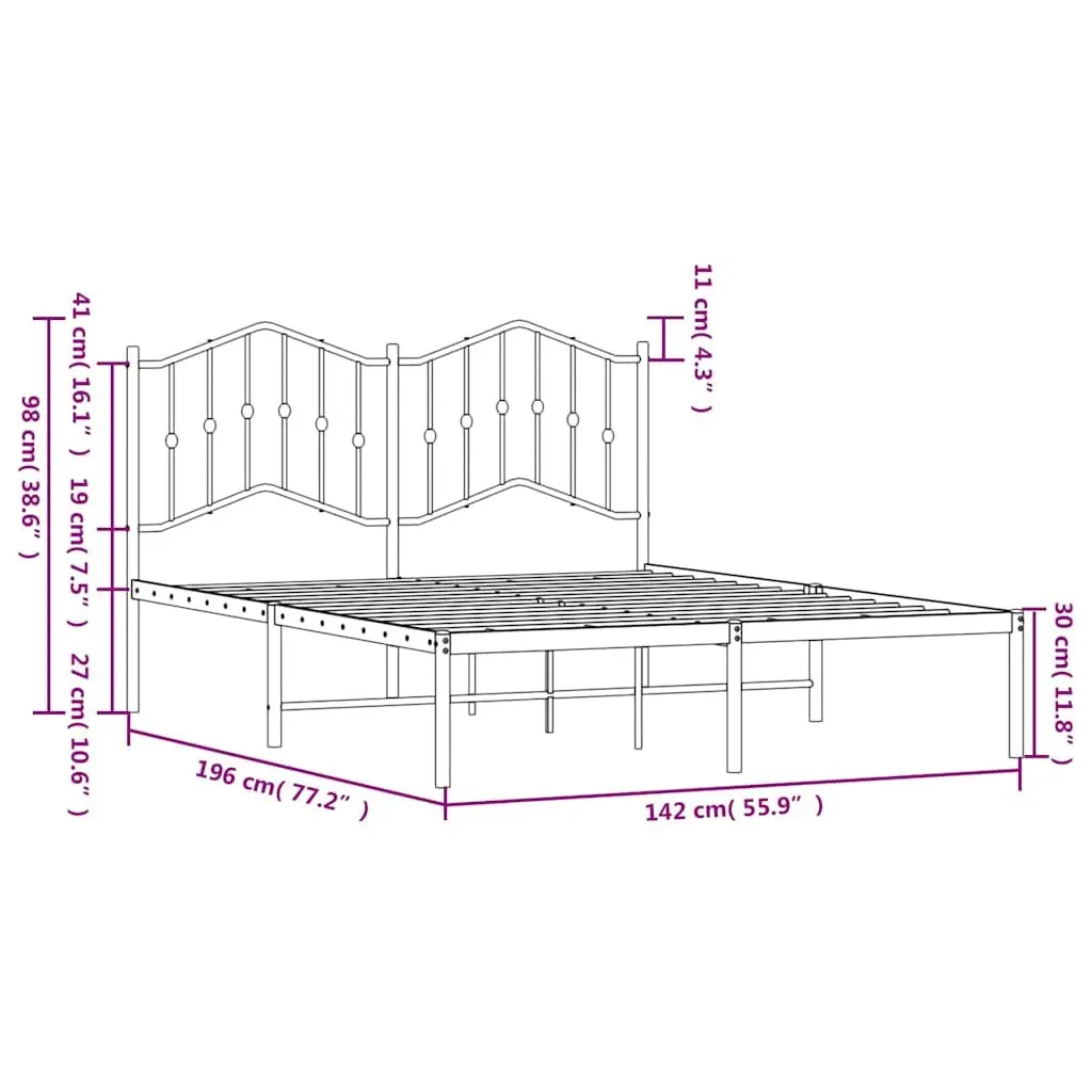 Metal Bed Frame Powder-coated Steel 135x190 cm Black