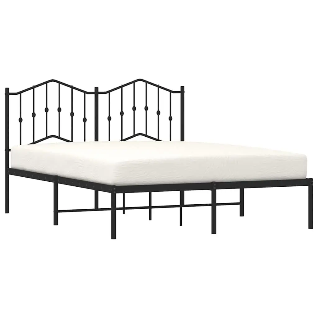 Black Metal Bed Frame with Headboard 150x200 cm