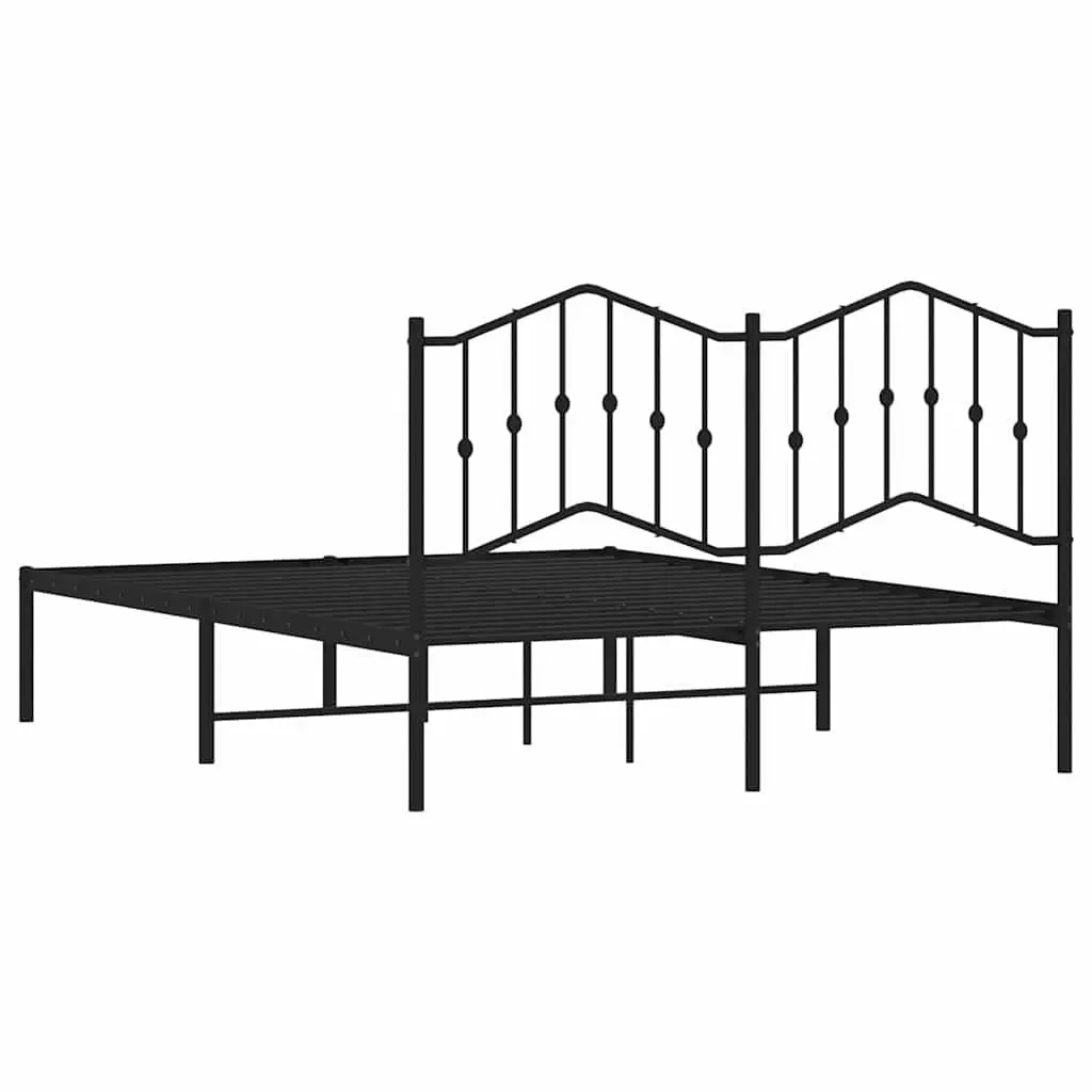 Black Metal Bed Frame with Headboard 150x200 cm