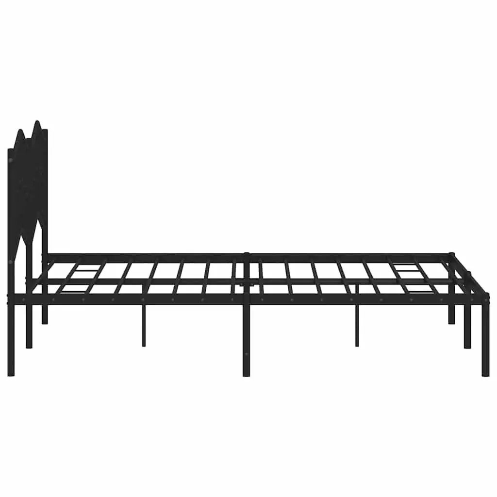 Black Metal Bed Frame with Headboard 150x200 cm