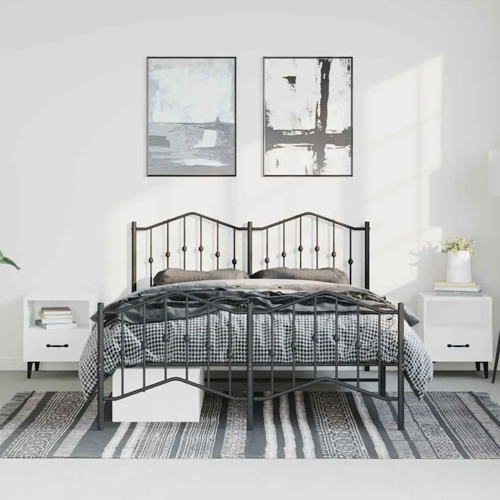 Queen Size Metal Bed Frame with Headboard and Footboard