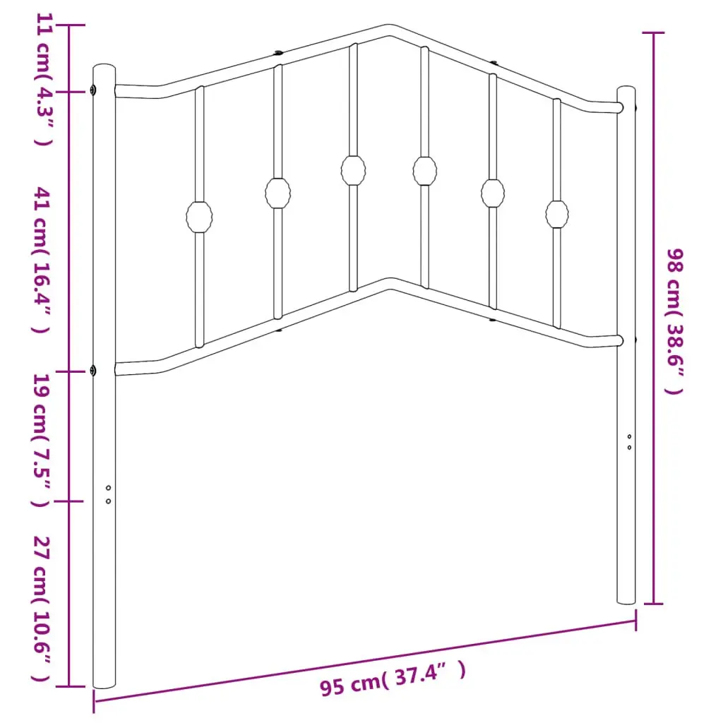 Black Metal Headboard for 90cm Bed Frames