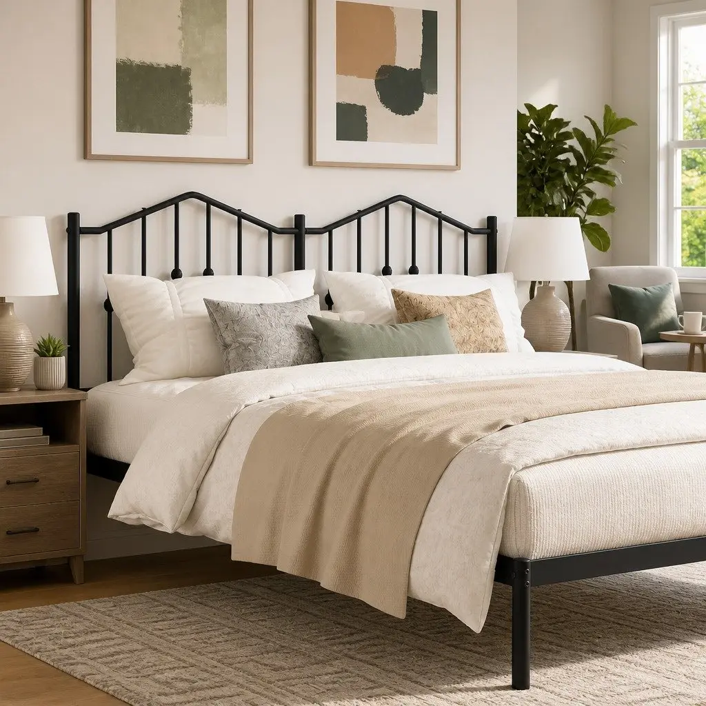 Black Metal Headboard for 150cm Beds