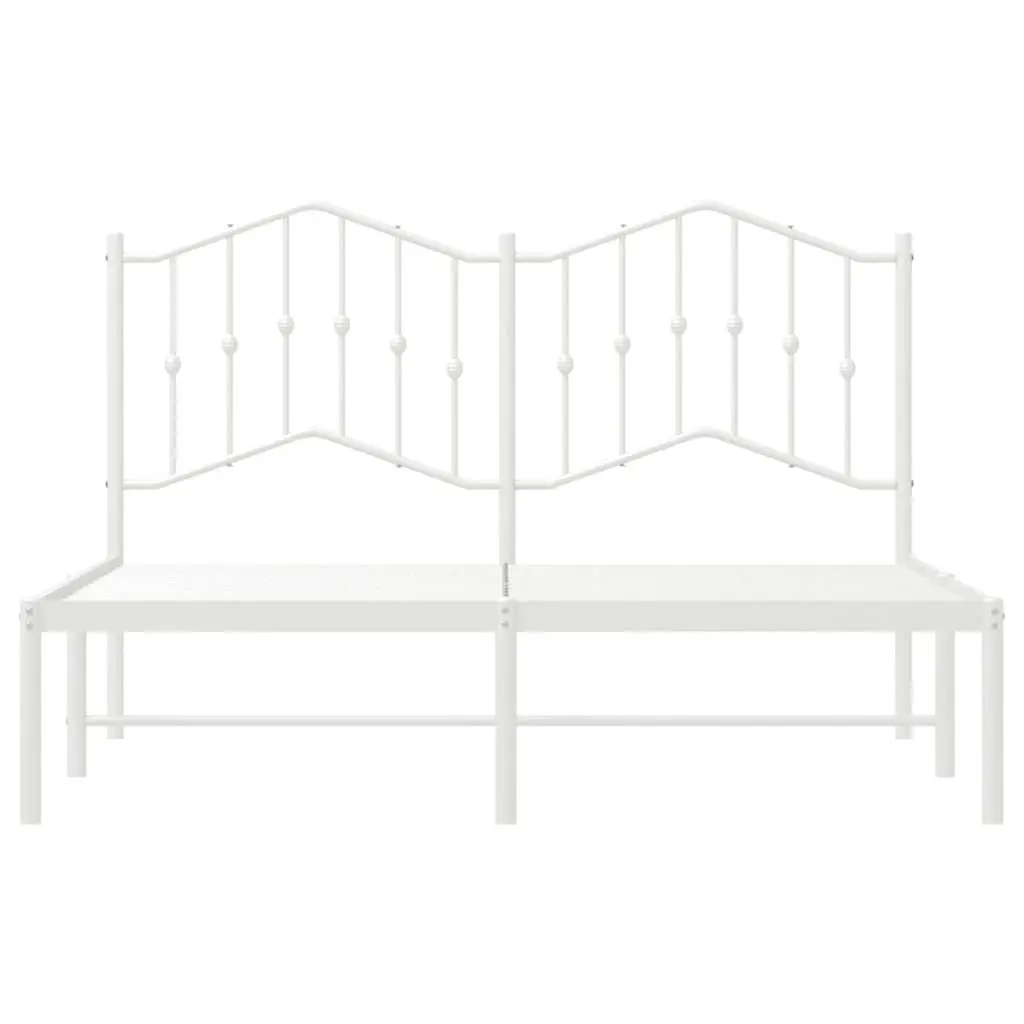 White Metal Bed Frame with Headboard 135x190 cm
