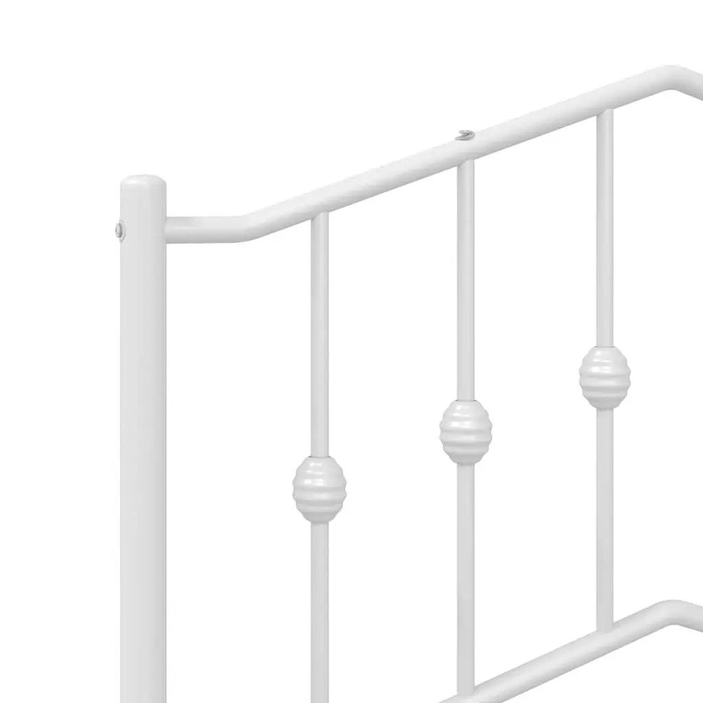 Metal Bed Frame with Headboard White 150x200 cm Slatted Base Bedroom Furniture