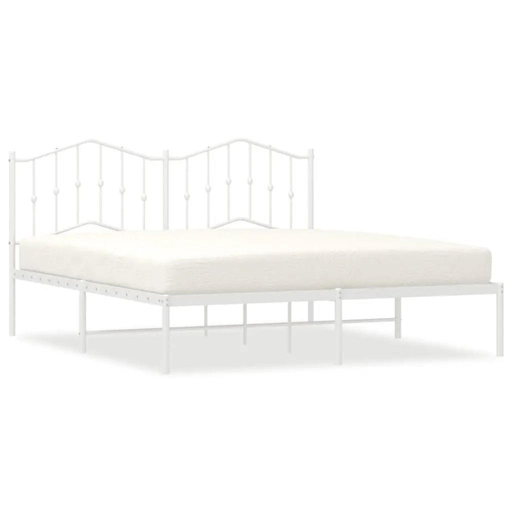 Metal Bed Frame Powder-coated Steel King Size 183x203 cm White