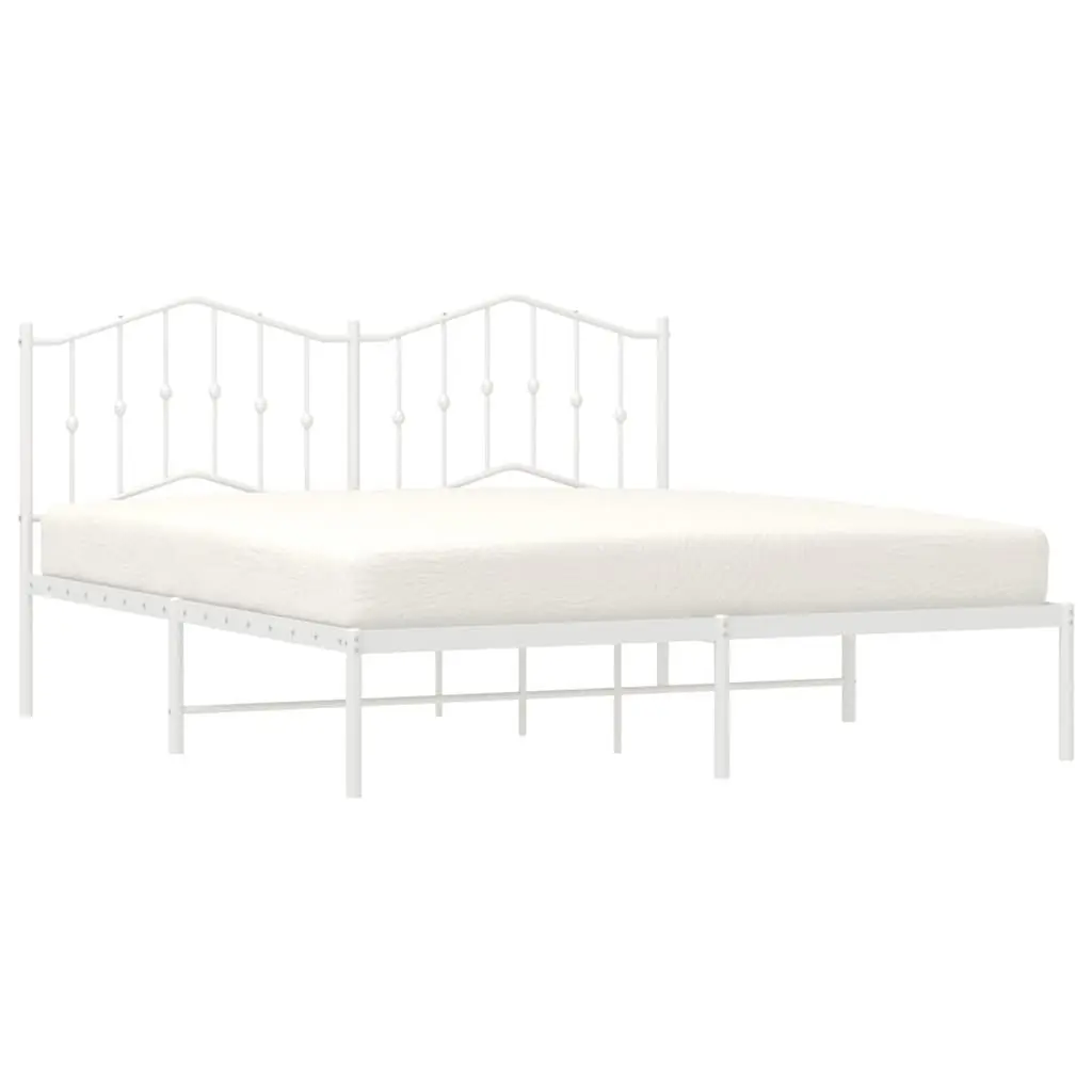 Metal Bed Frame Powder-coated Steel King Size 183x203 cm White