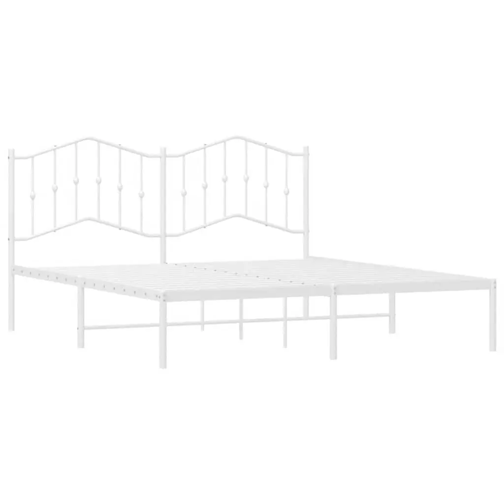 Metal Bed Frame Powder-coated Steel King Size 183x203 cm White