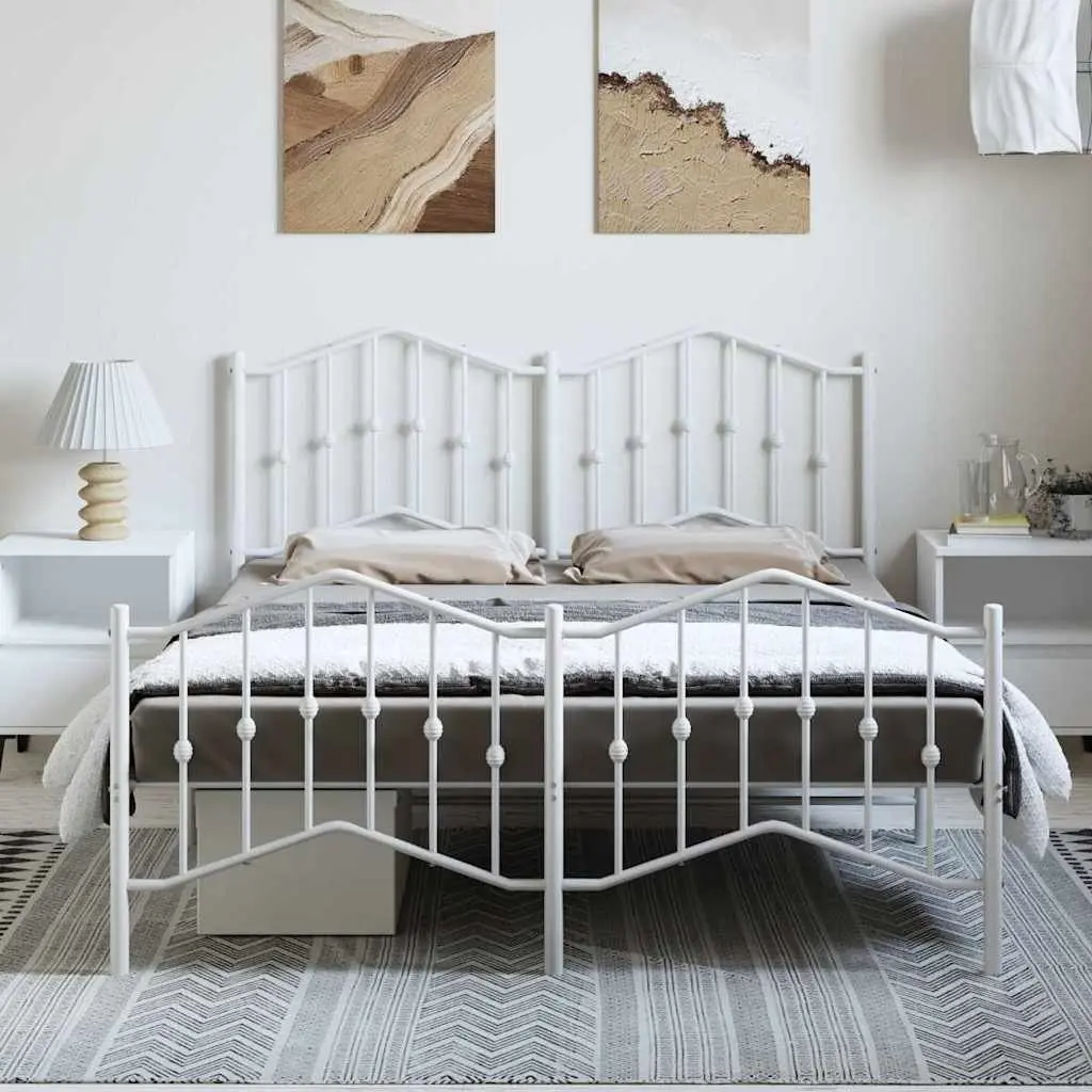Metal Bed Frame Powder-coated Steel 150x200 cm White