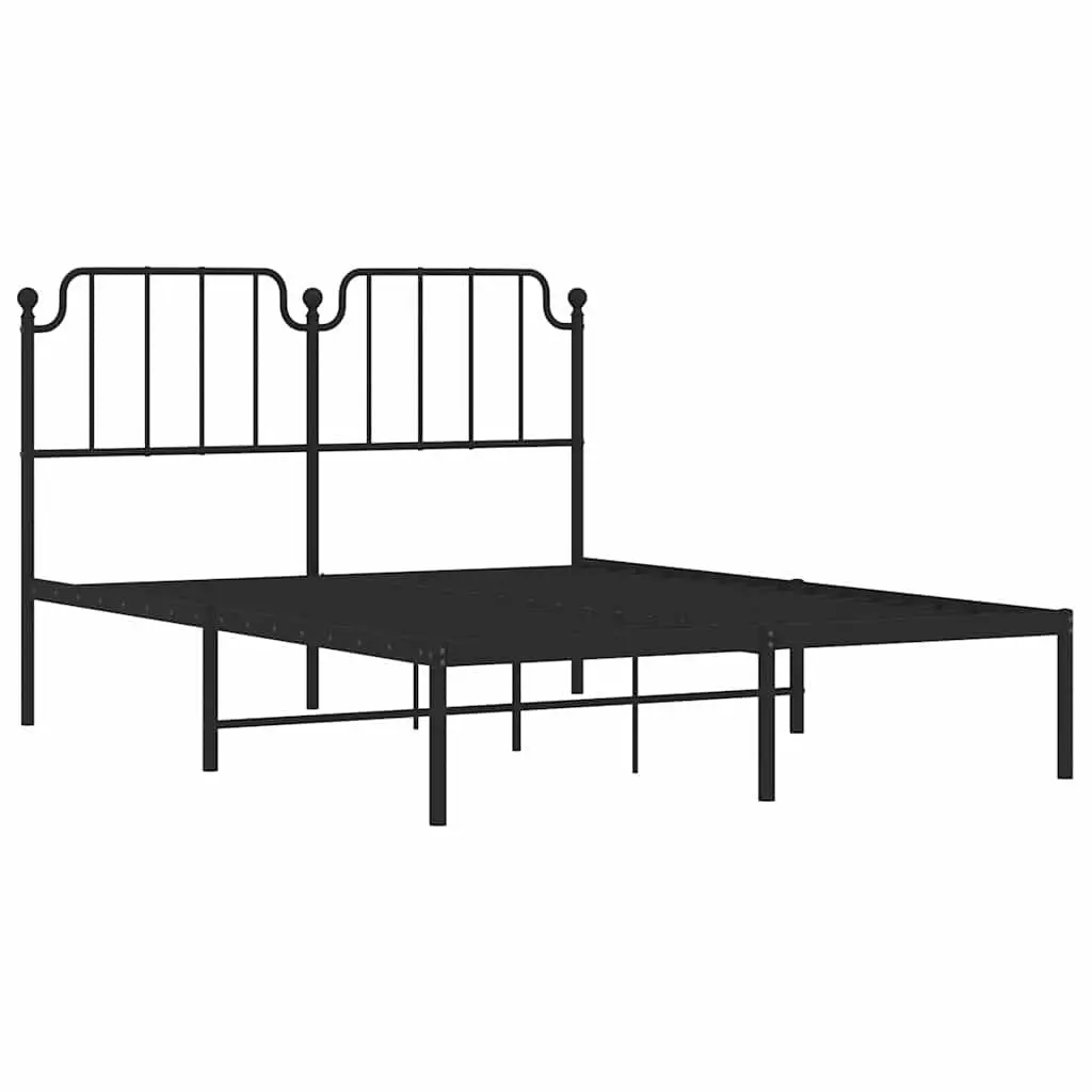 Metal Bed Frame Powder-coated Steel 135x190cm Black